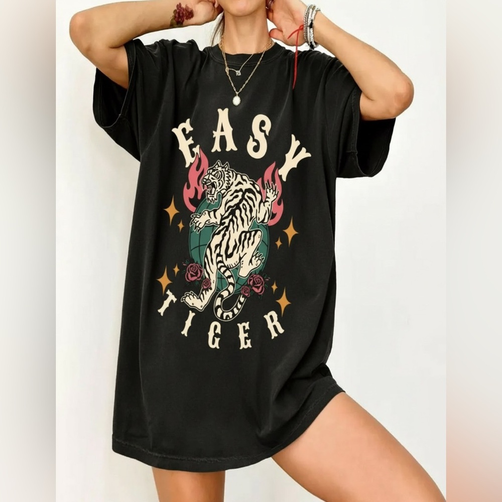 NEW! “Easy Tiger” Cotton Stretchy Graphic Tee!